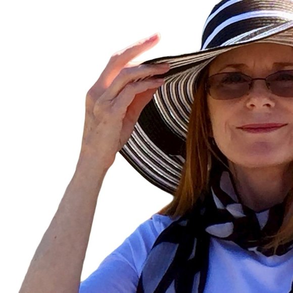 _Black and white wide brim straw sun hat from Talbots - Picture 6 of 8